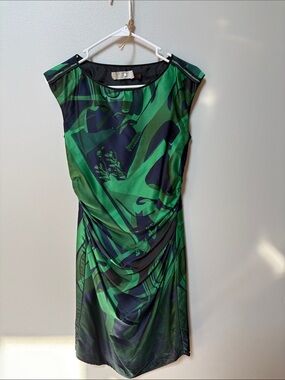 The Limited Green and Black Abstract Midi Dress